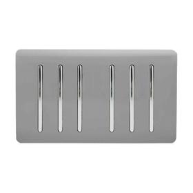 ART-SS66LG  6 Gang 2 Way 10 Amp Rocker Twin Plate Light Grey